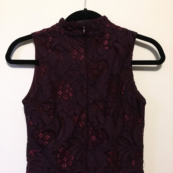 SEARS Fancy and Elegant Dark Burgundy Cotton Lace Mockneck Dress - Picture 6 of 16